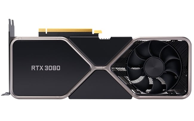 Image of an Nvidia RTX 3080 GPU against a white background