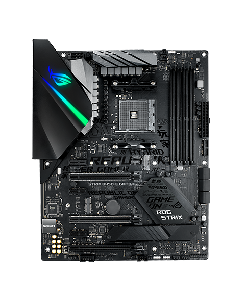 Image of an Asus ROG Strix B450-E motherboard