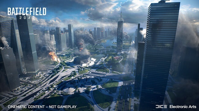 Cinematic image of the Battlefield 2042 map called Kaleidoscope 