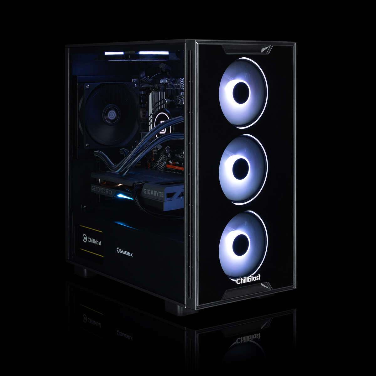 Image of the Fusion Commando RTX 3060 Ti Gaming PC against a black background