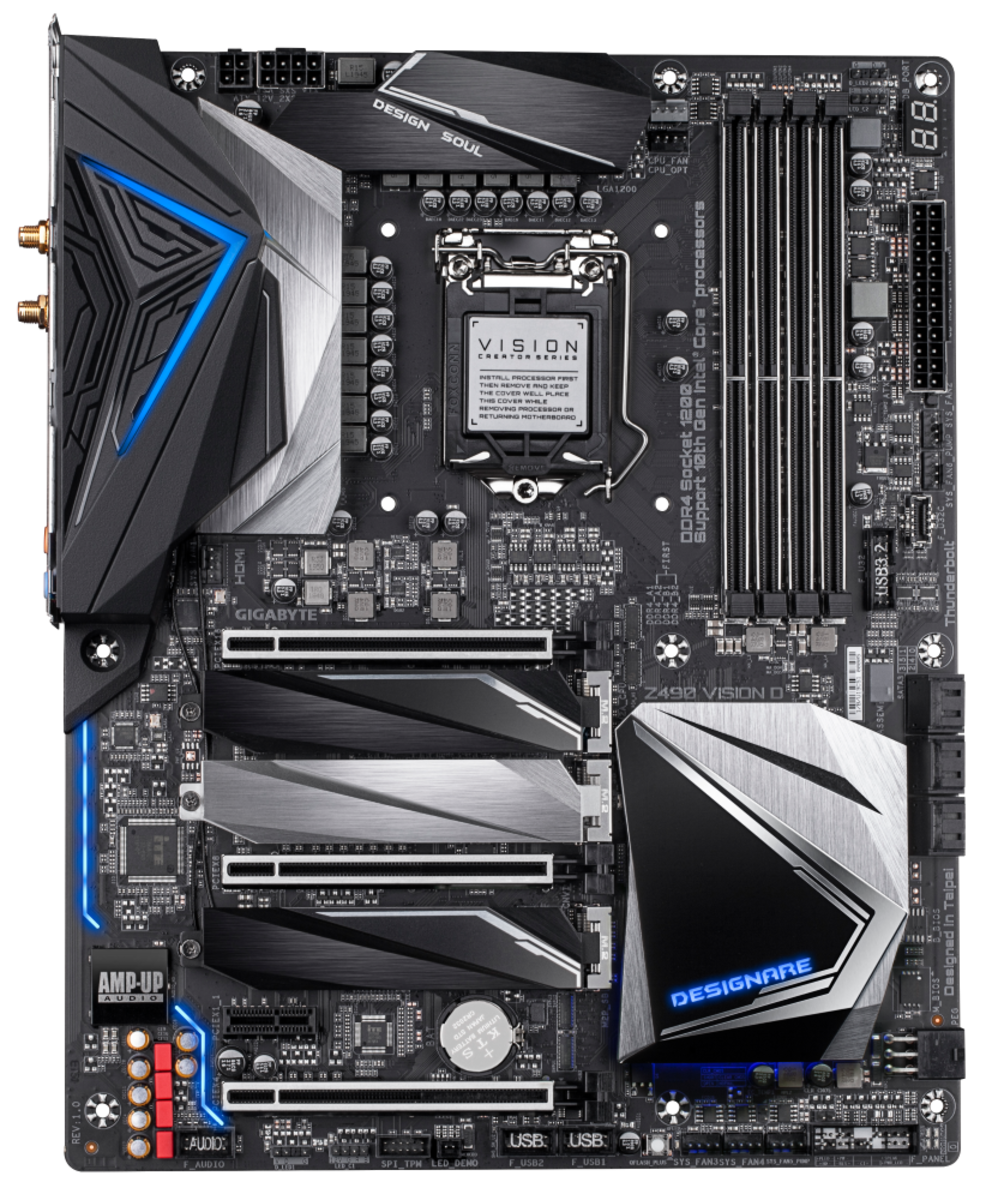 Image of a Gigabyte Z490 Vision D motherboard 