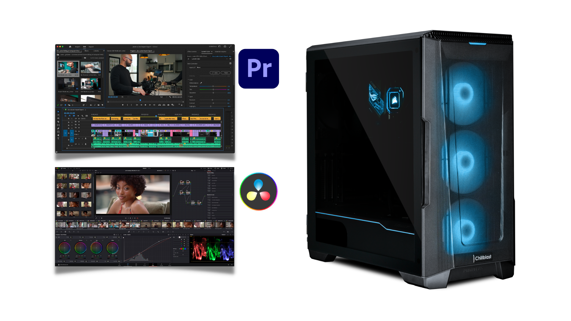 Chillblast Sybaris PC for creators - video editing performance with 13th-Gen Raptor Lake and RTX 40-series