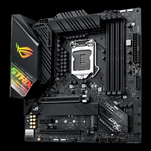 Image of a z490g M-ATX motherboard