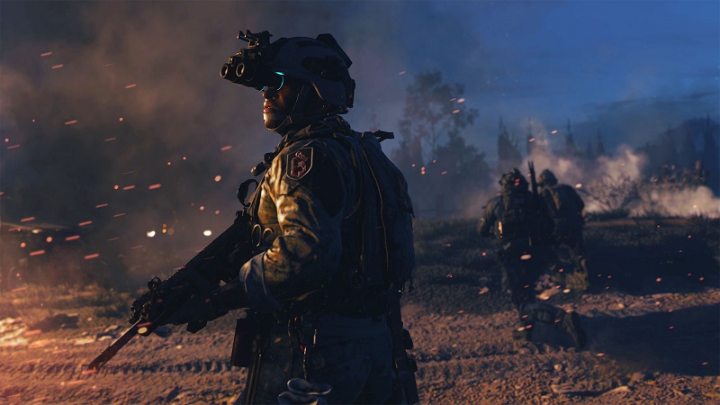 Close up of a soldier on the battlefield in Modern Warfare 2