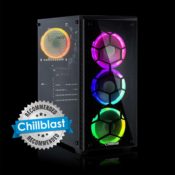 Image of the Chillblast Fusion Sorcerer RGB RTX 3060 Gaming PC against a black background