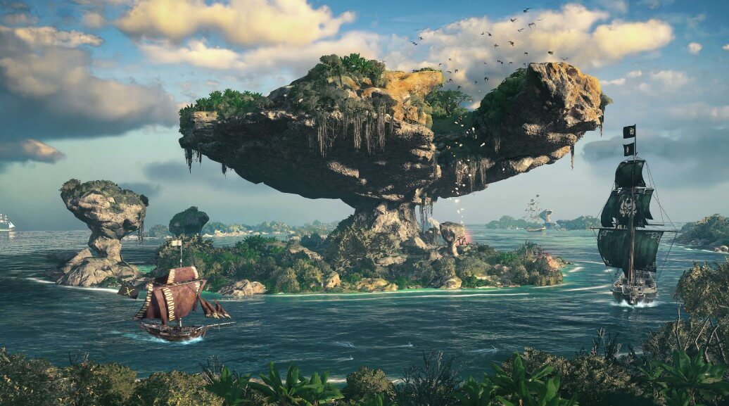 Game capture image for the game Skull and Bones showing a strange looking island