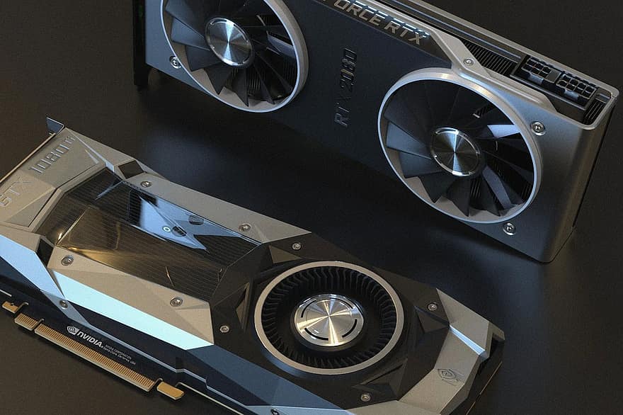 Image of an Nvidia RTX 2080 next to a GTX 1080Ti GPU