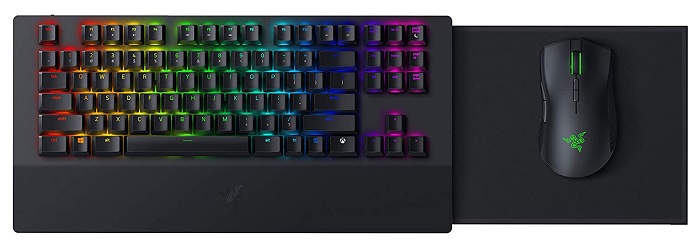 Image of a Razer Turret gaming keyboard showcasing its extendable mousepad 