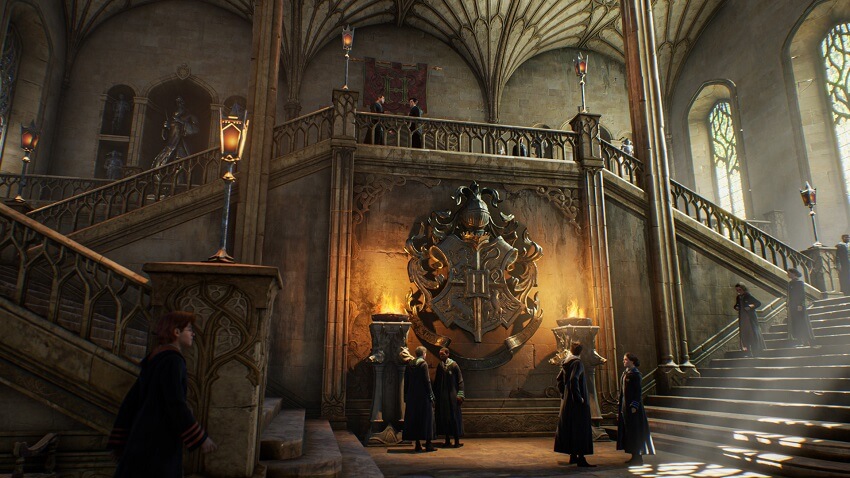 Game capture image from Hogwarts Legacy showing the inside of part of Hogwarts