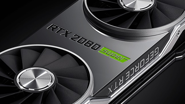 Close up of the logo on an Nvidia RTX 2080 Super GPU