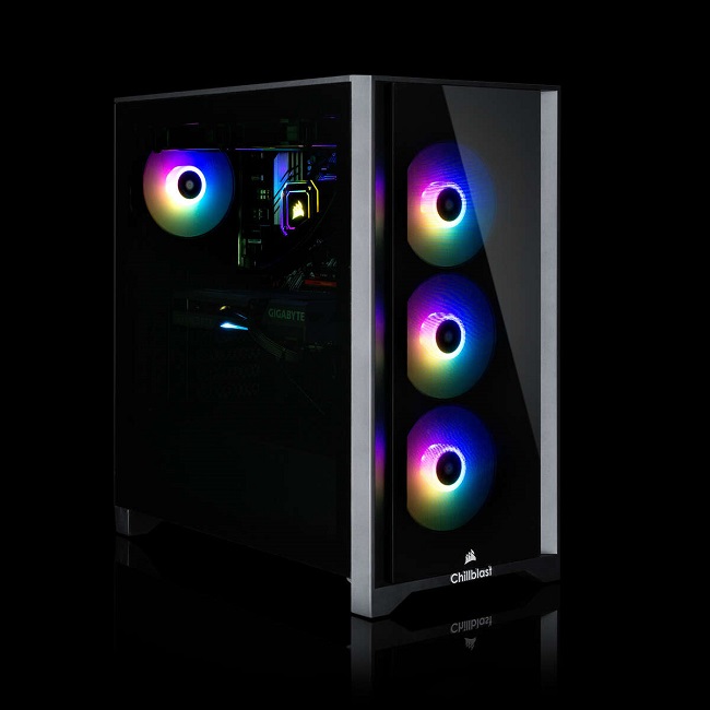 Image of the Chillblast Fusion Palladium 3060 Gaming PC against a dark background