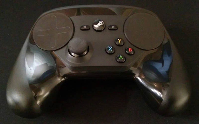 Close-up photo of the Valve Steam Controller. 