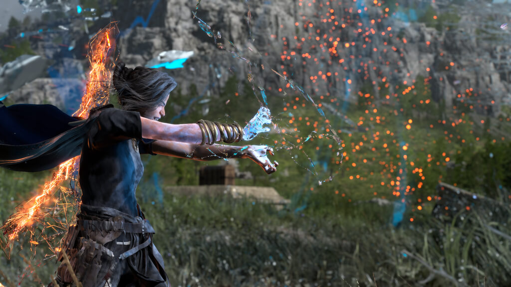 Forspoken game capture image showing the main character using her magic abilities