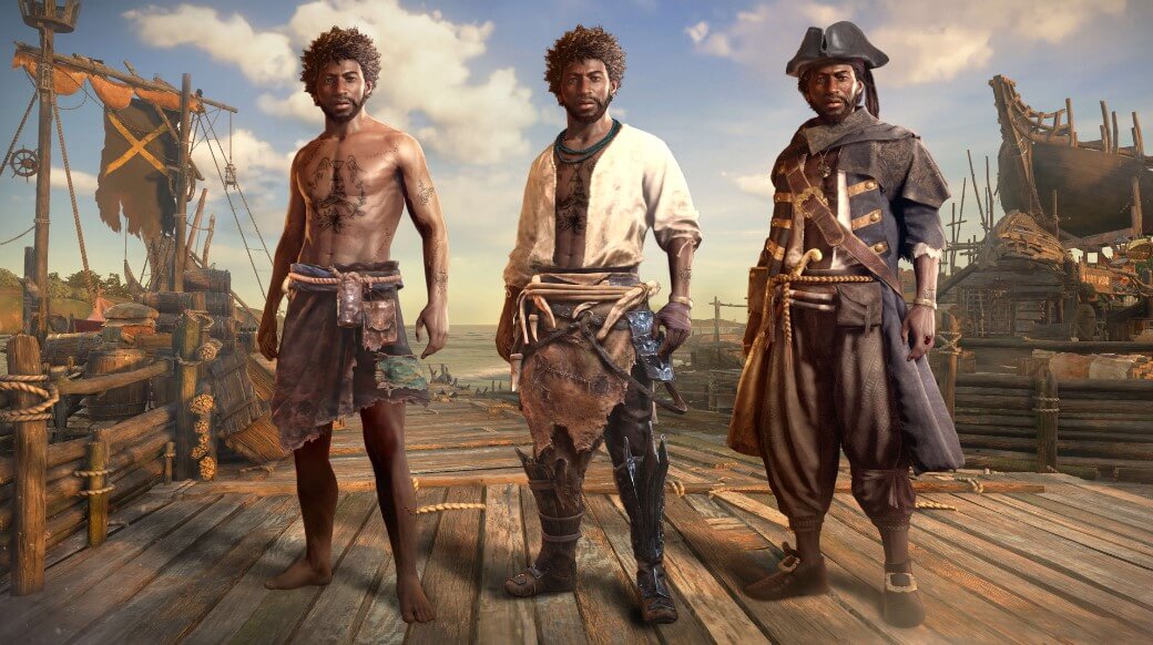 Promo image for the game Skull and Bones showing different character customisation options