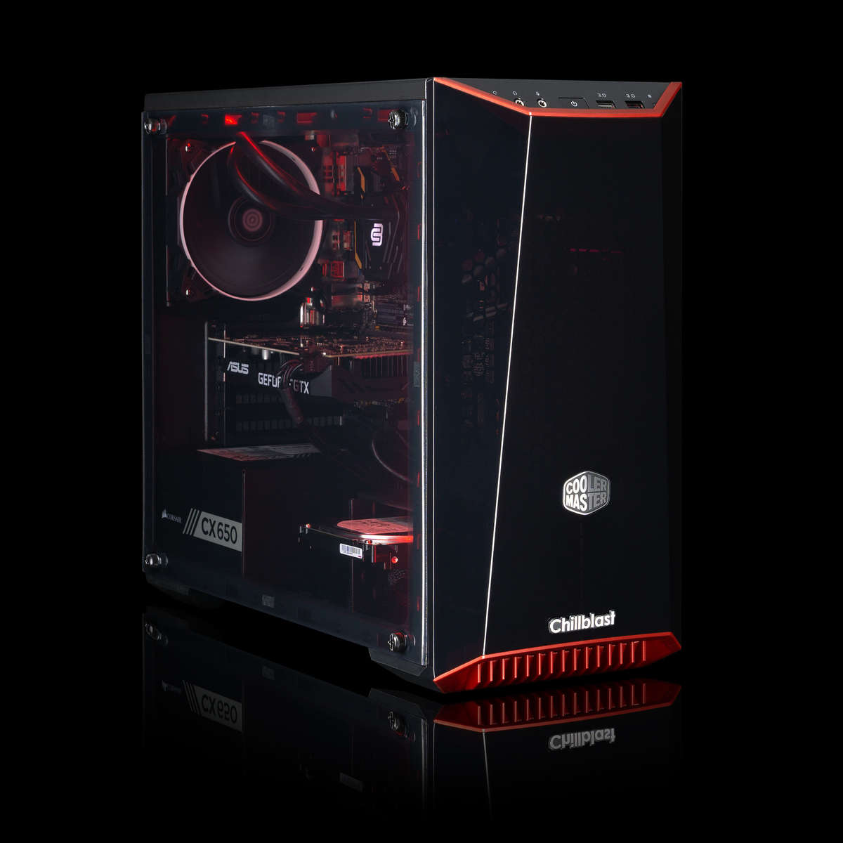 Image of the pre-built Chillblast Neptune Advanced Gaming PC against a dark background.
