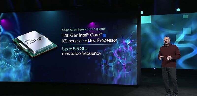 Image from the Intel keynote at CES 2022 introducing the Intel 12900KS