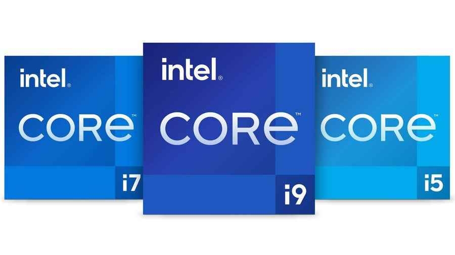 Image of the 12th gen Intel core i7, i9 and i5 logos next to each other